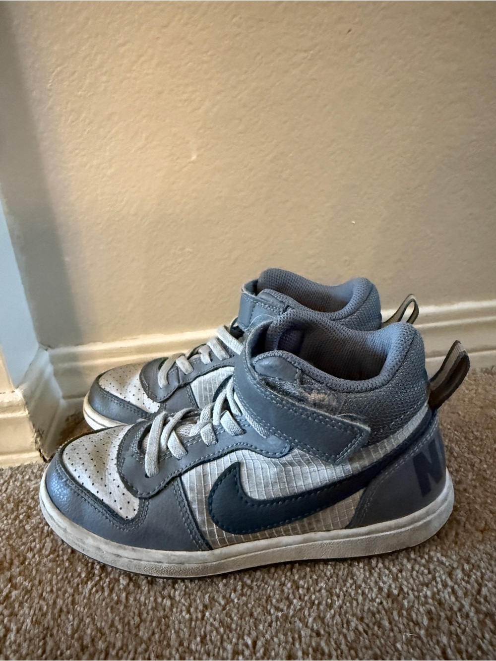 Nike Kids Grey and Navy High-Top Sneakers